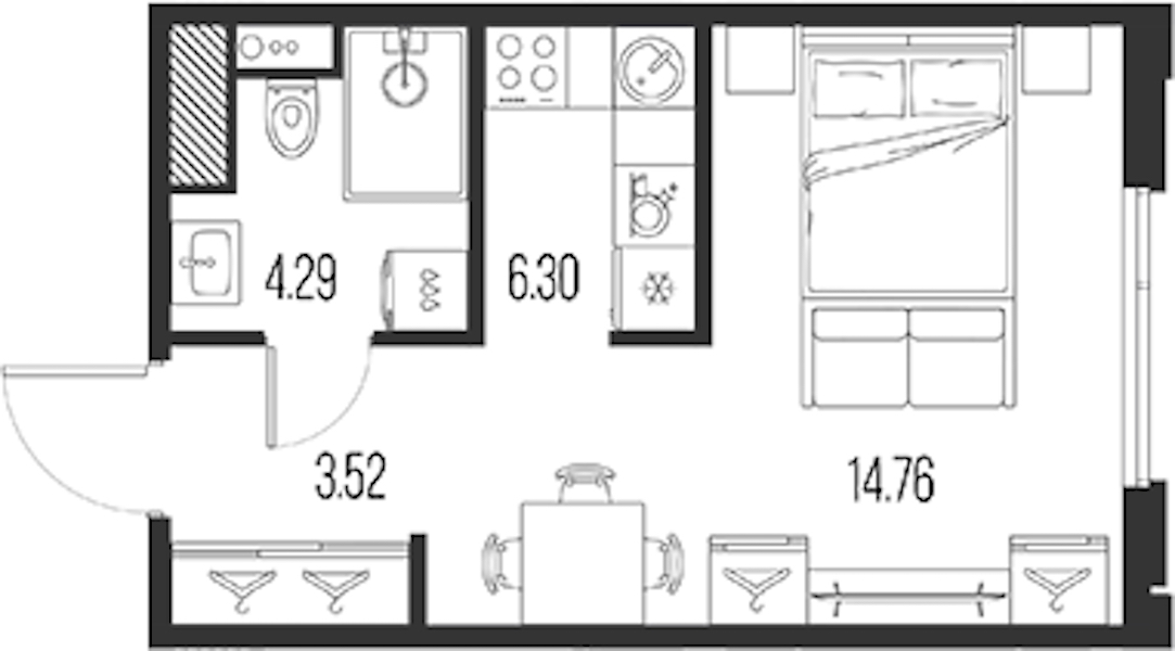 Квартира студия 28.87 м², 10/10 эт., ЖК «LEGENDA Васильевского»
